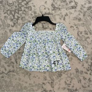 Chelsea & Violet NWT girls woven long sleeved smocked top sisters